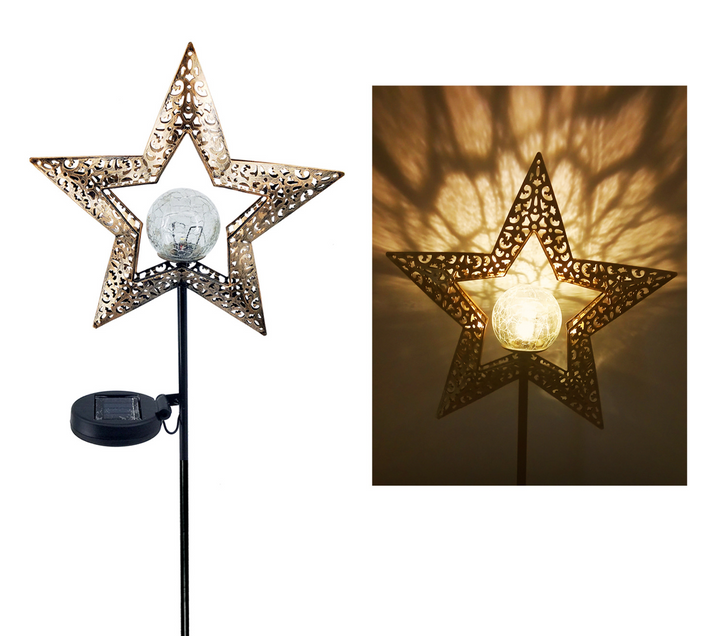 BowLift | Solar Garden Light made of Metal – Waterproof LED Design in Moon, Flame, Sun or Star Shape