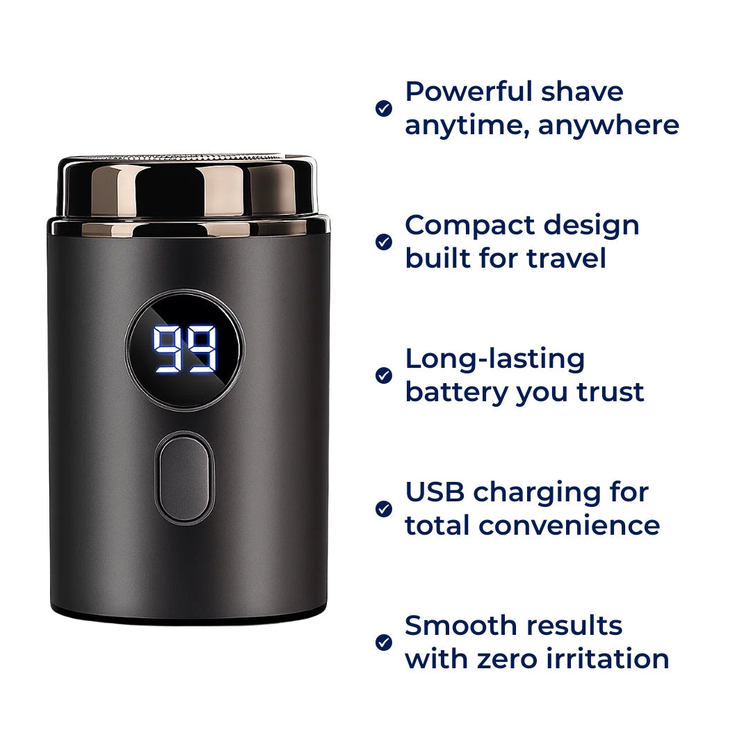 Compact USB Shaver – Waterproof IPX7 – Smooth Portable Grooming for Men with Close Shave Comfort Bowlift