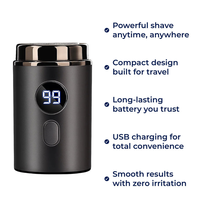 Compact USB Shaver – Waterproof IPX7 – Smooth Portable Grooming for Men with Close Shave Comfort Bowlift