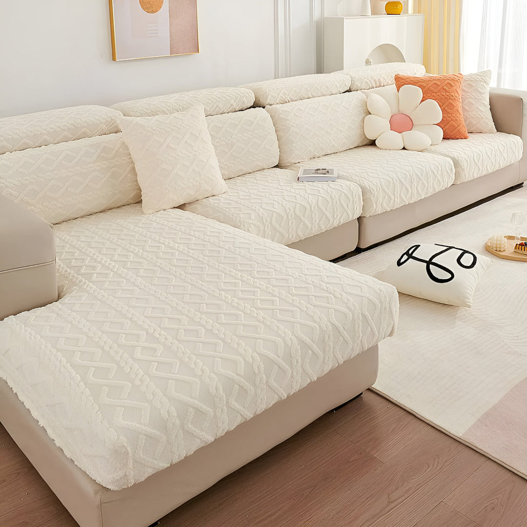 Samt-Sofa cover with diamond pattern – Soft & Luxurious | Perfect fit for any couch | Bowlift