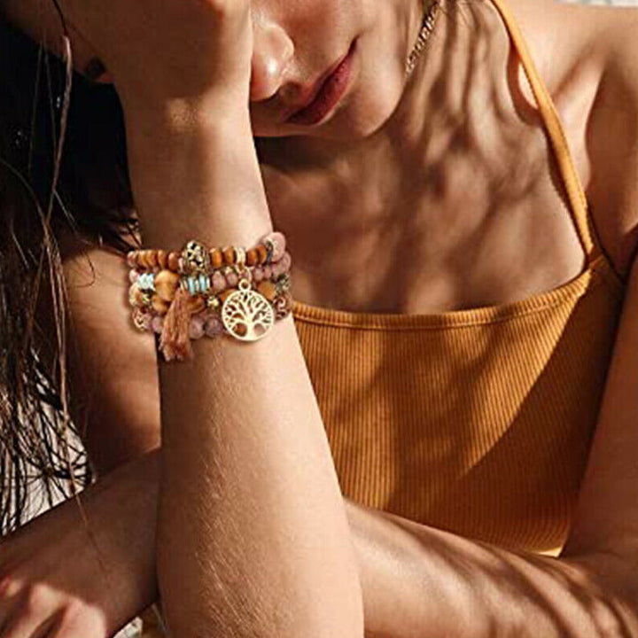 BowLift | Boho Multilayer Wooden Bead Bracelet