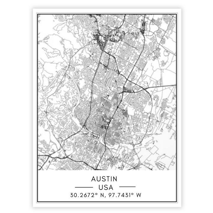 Austin City Map - Canvas Wall Art Painting | Bowlift