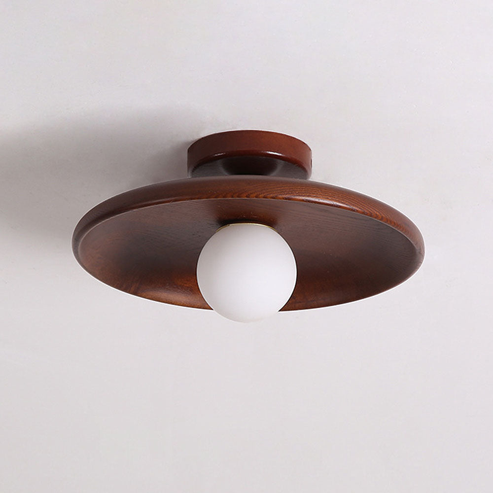 BowLift | Nordic Wood Round Ceiling Light Fixture - Minimalist Design for Hallway & Living Room Lighting