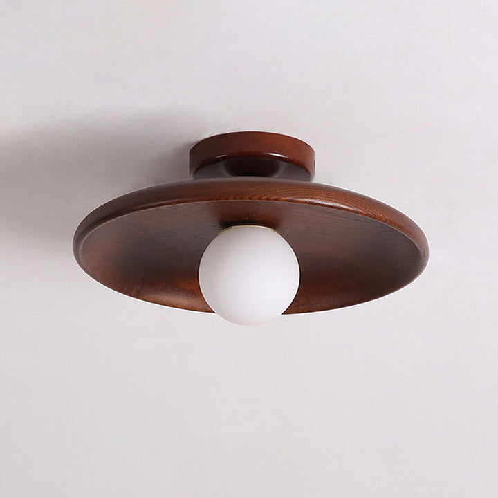 BowLift | Nordic Wood Round Ceiling Light Fixture - Minimalist Design for Hallway & Living Room Lighting