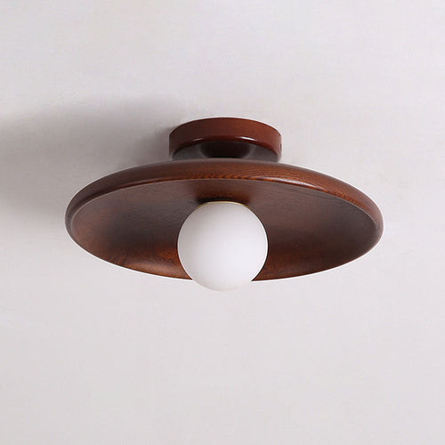 BowLift | Nordic Wood Round Ceiling Light Fixture - Minimalist Design for Hallway & Living Room Lighting