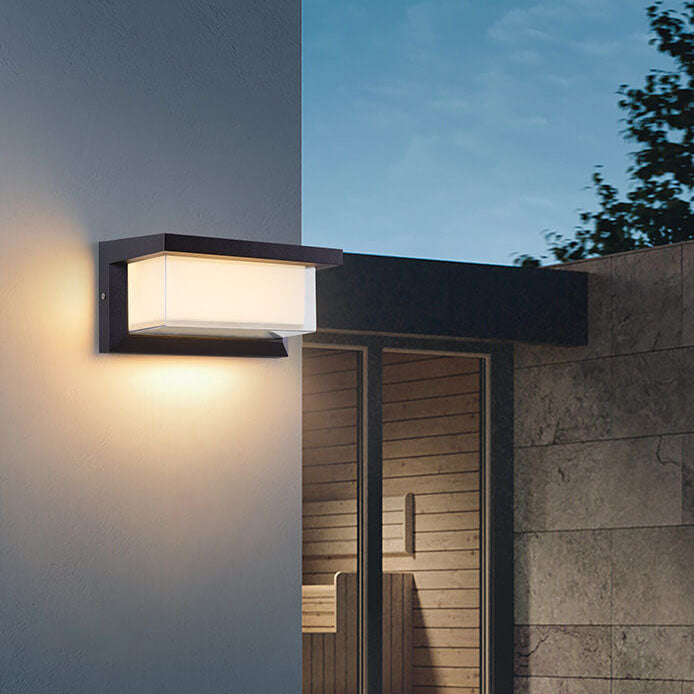 Modern Minimalist Solar Rectangle PC LED Outdoor Wall Sconce Lamp For Outdoor Patio | Bowlift