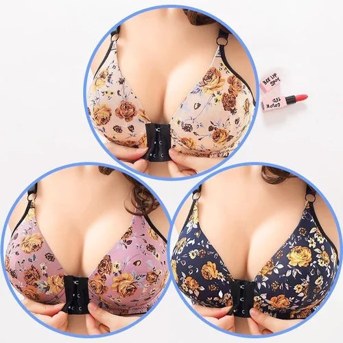 BowLift | Women's front buckle gathered print bra