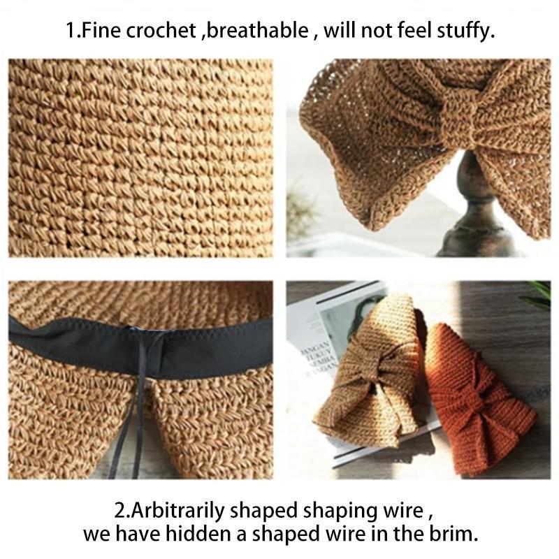 BowLift | Retro Folding Straw Hat with Bow