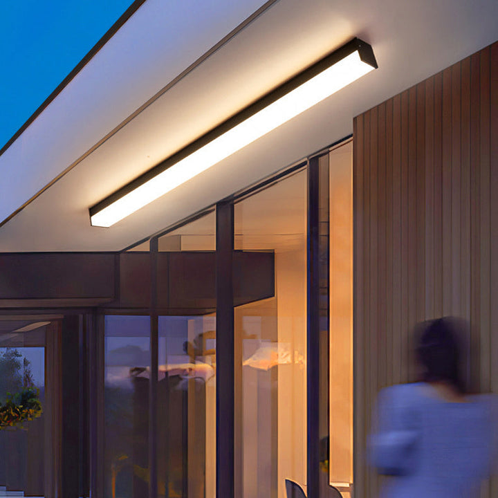 Modern Minimalist Long Rectangle Aluminum PC LED Flush Mount Ceiling Light For Outdoor Patio | Bowlift