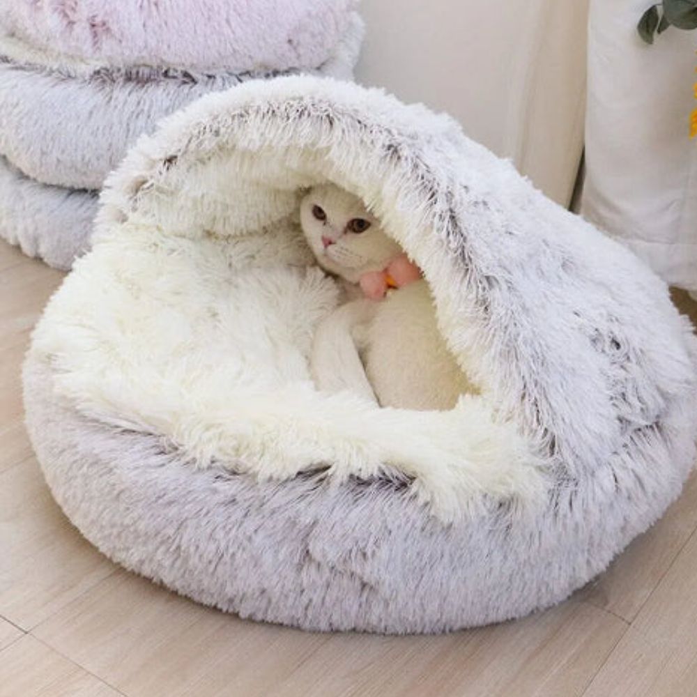 BowLift | Round Hooded Faux Fur Pet Bed