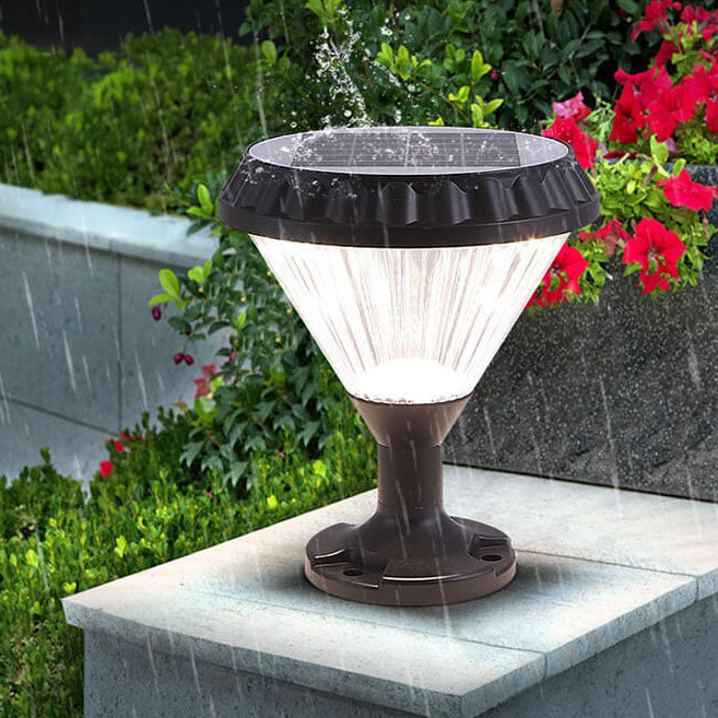 Modern Black Solar Die-Cast Aluminum Glass Outdoor Patio Waterproof Column Head Light | Bowlift