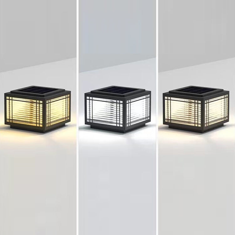 Traditional Chinese Square Aluminum Glass 1-Light Post Head Light For Garden | Bowlift