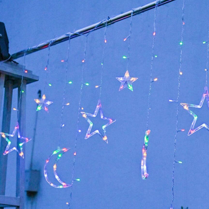 BowLift | LED Solar Star Moon Curtain Light  Christmas Outdoor Patio Decorative Camping String Lights