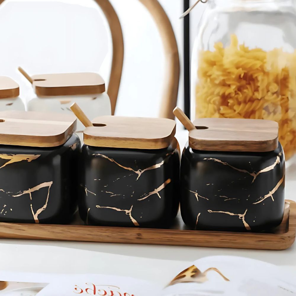 BowLift | Royal Vein Porcelain Spice Jar Set