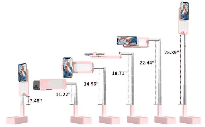 Adjustable 3ft Phone Stand with 360° Rotation, Built-in Light and Wireless Remote - perfect videography, vlogging or live stream Bowlift