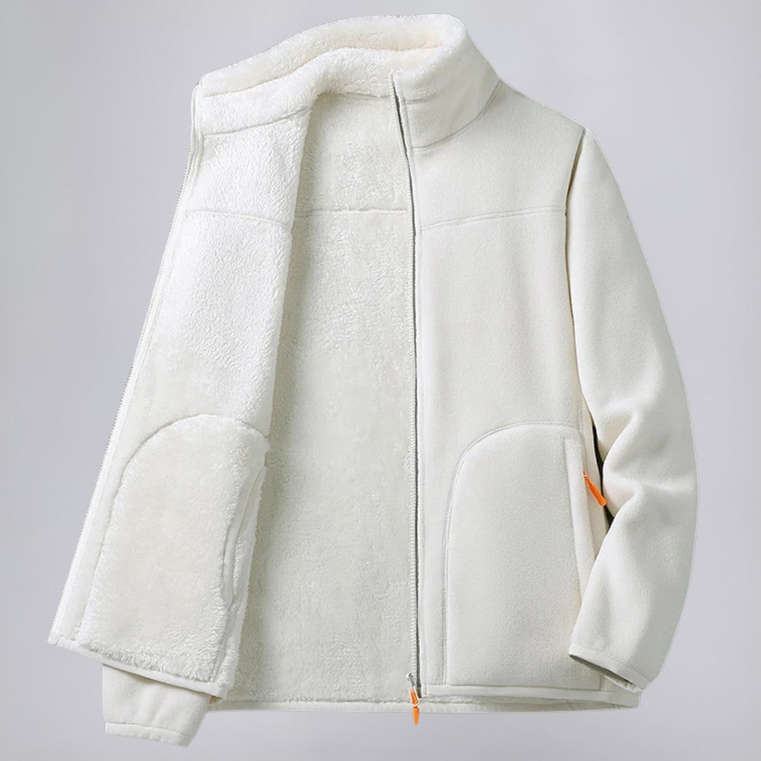 Fleece Zip Jacket with Stand Collar and Soft Interior
