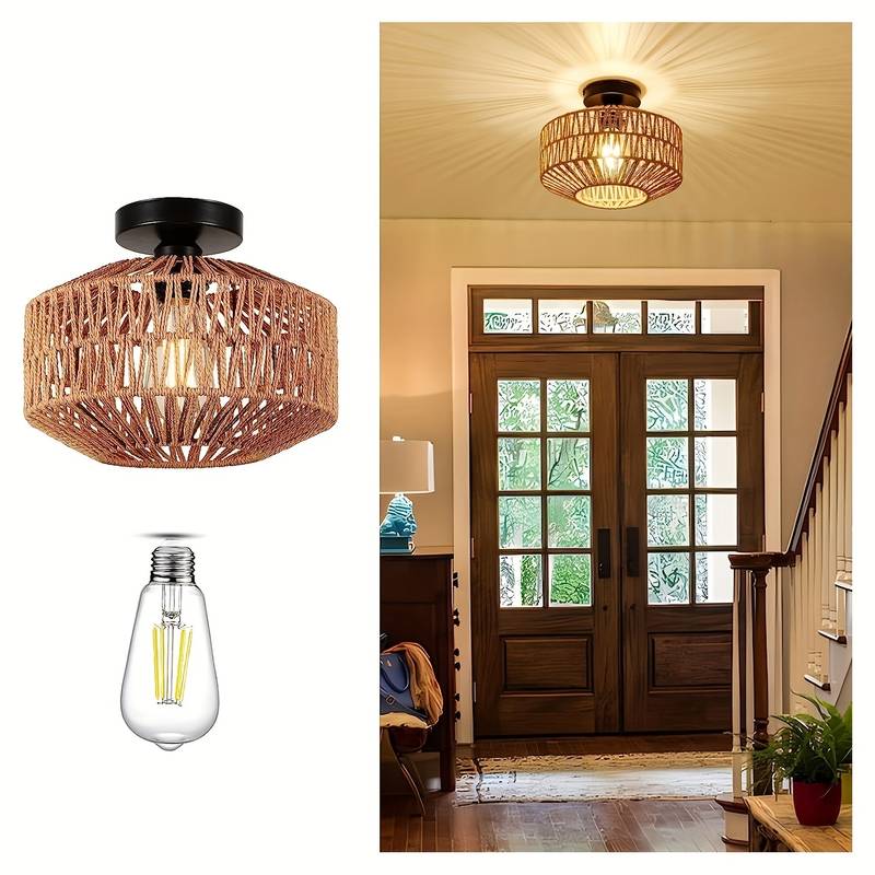 BowLift | WovenCap Ceiling Light - Boho Chic - Rustic Elegance - Modern Versatility