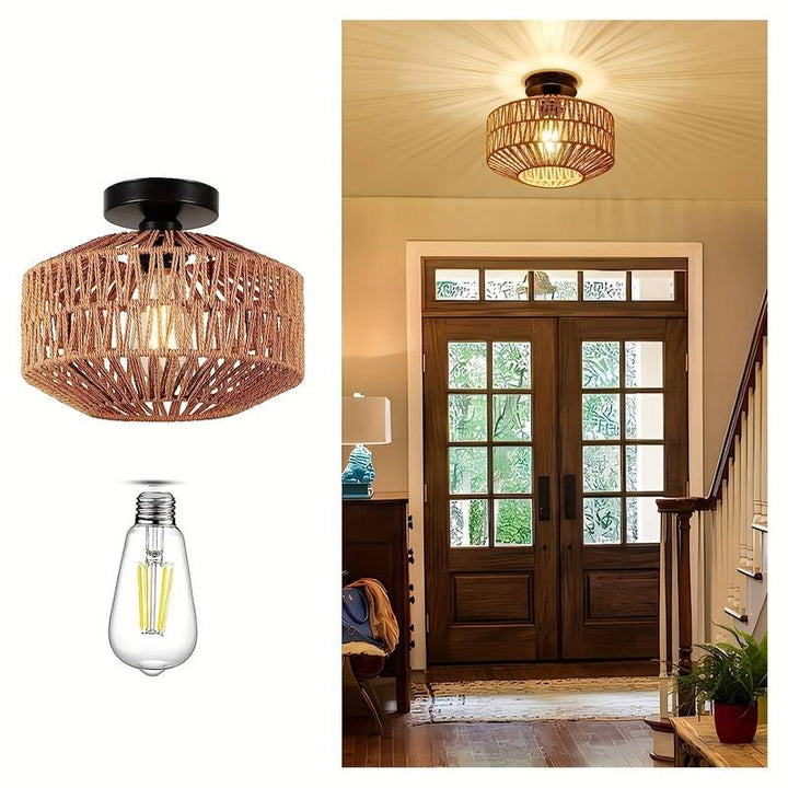 BowLift | WovenCap Ceiling Light - Boho Chic - Rustic Elegance - Modern Versatility