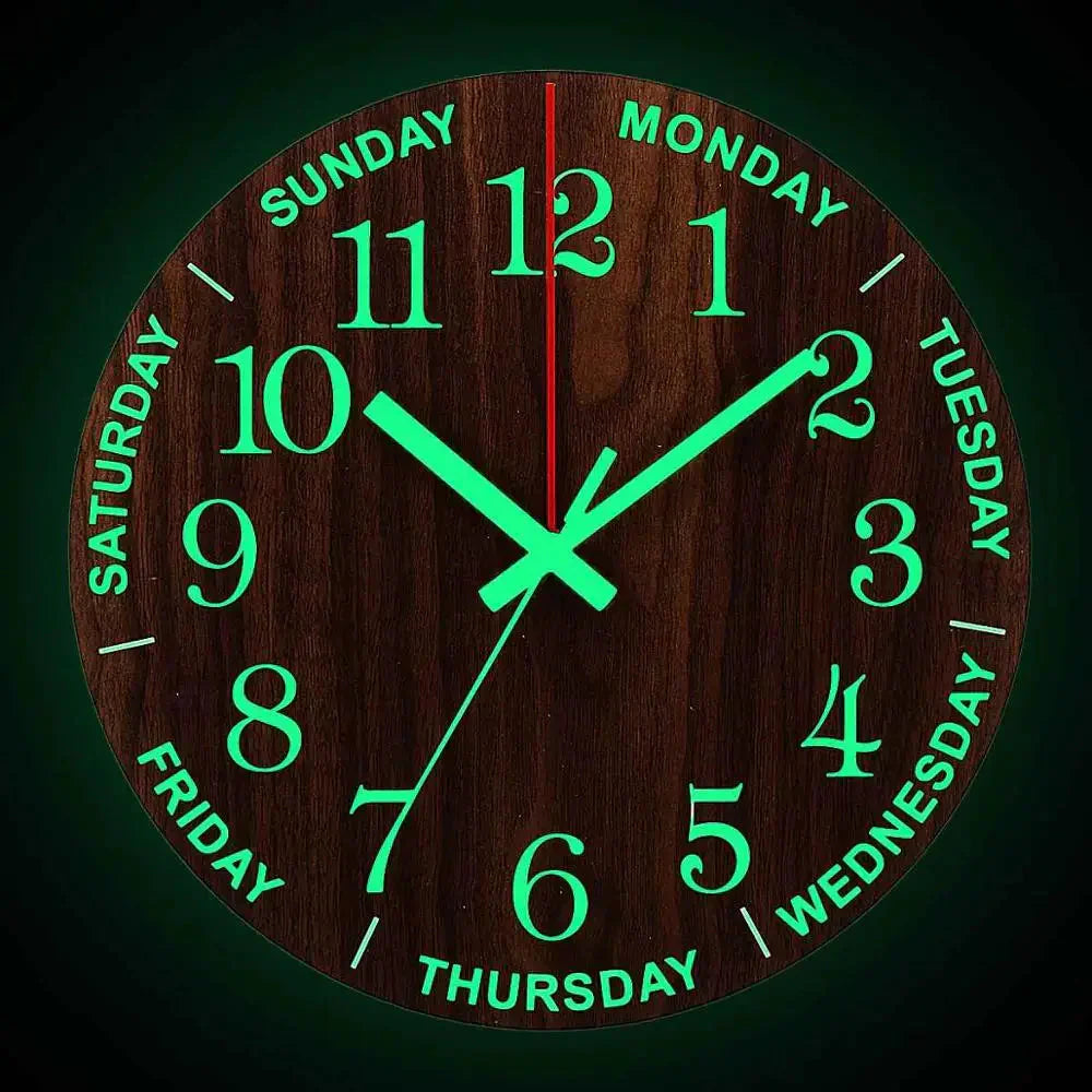 BowLift | Glowtic Illuminating Wall Clock | Wood Design | Silent | Night Light | Nordic Style | Gift Idea