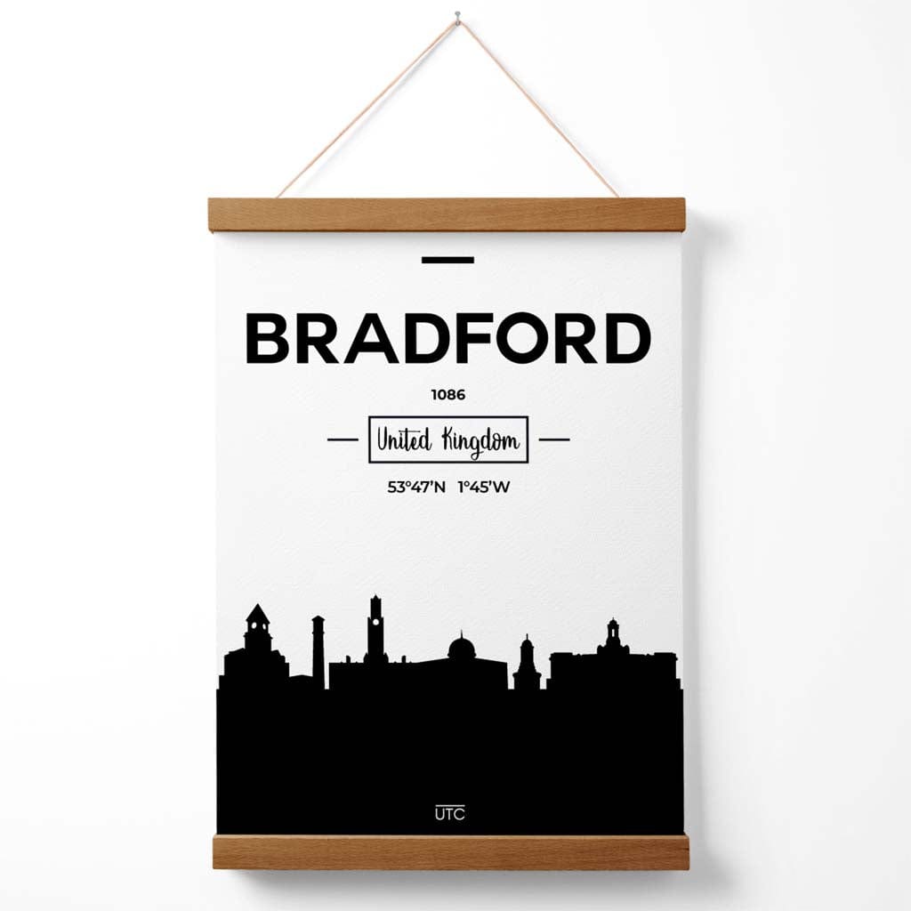 Bradford Black-White City View Poster with Hanger | Bowlift