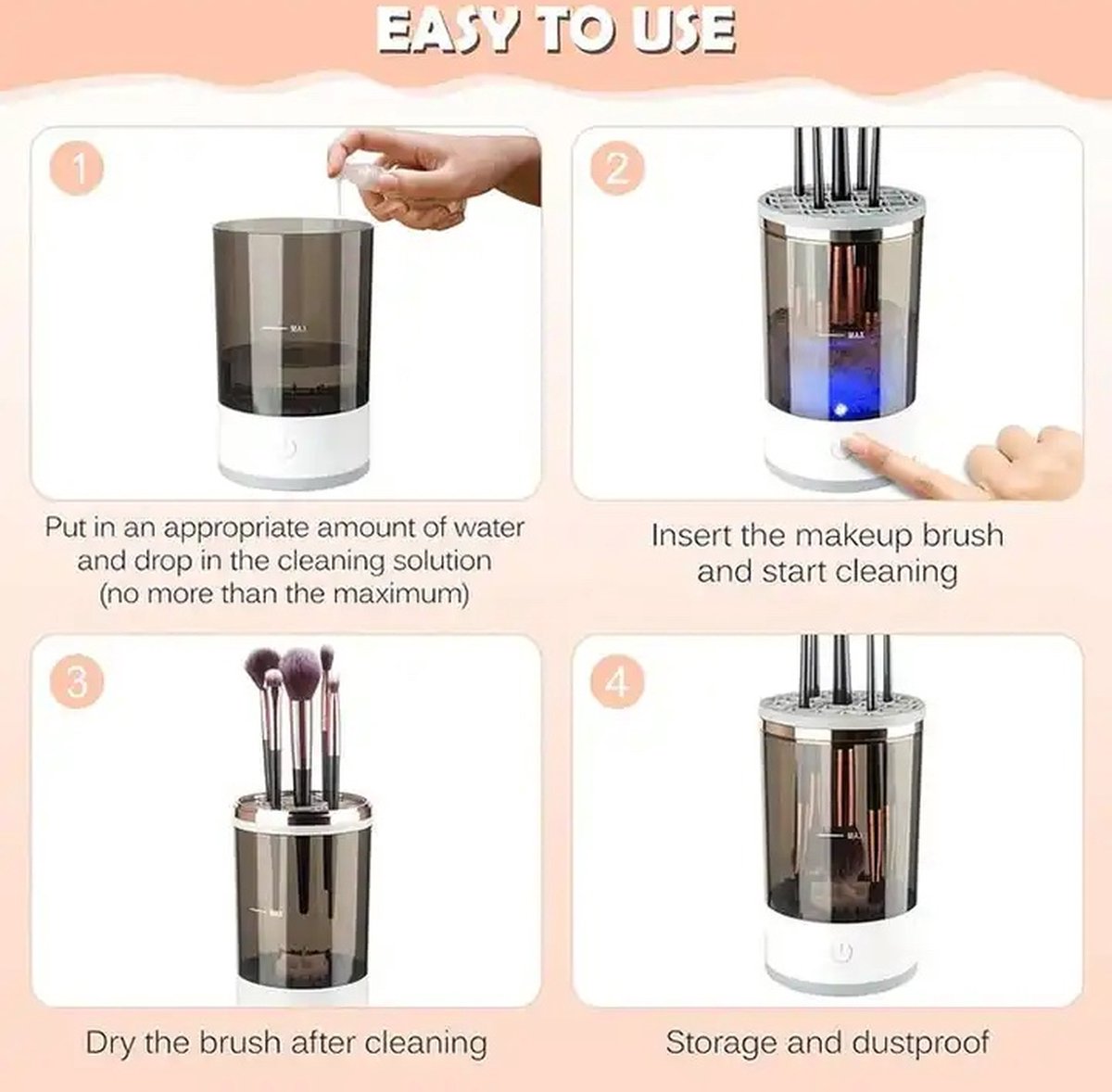 BowLift | CleanEase Automatic Makeup Brush Cleaner – 3-in-1 Portable & Rechargeable