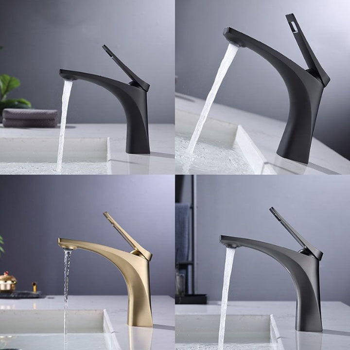 BowLift | Modern Vessel Faucet Brass Lever Handles Low Arc with Water Hose Bathroom Vessel Faucet