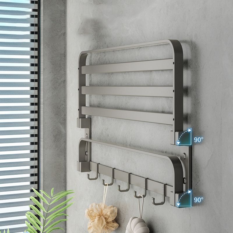 BowLift | Modern Gray Bathroom Accessory Set Aluminum Stainless Steel Bathroom Shelf/Towel Hooks/Towel Bar