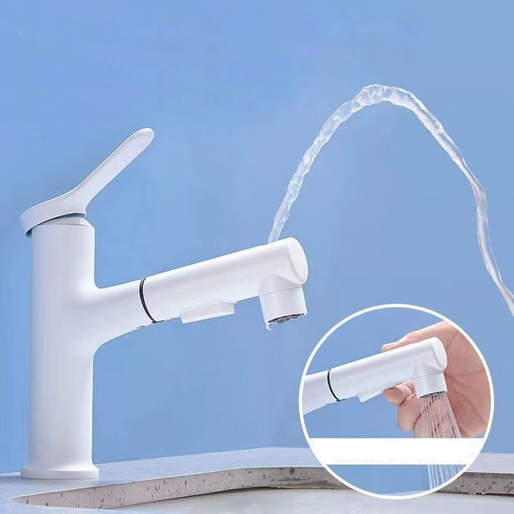 BowLift | Modern Washbasin Faucet Copper 1-Handle Low Arc Pull-Out Washbasin Faucet for Bathroom