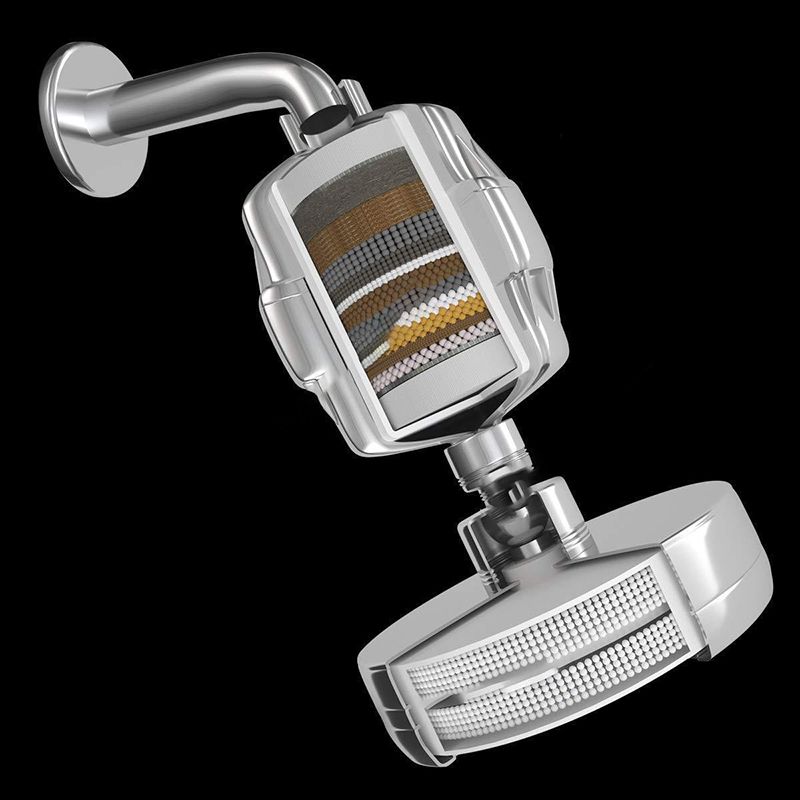 BowLift | Contemporary solid shower head in silver with Catalyst wall-mounted shower head