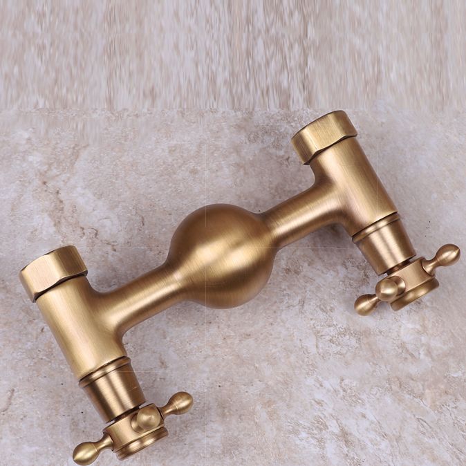 BowLift | Vintage Bathtub Faucet Two Cross Handle Faucet Solid Copper Wall Mounted Faucet