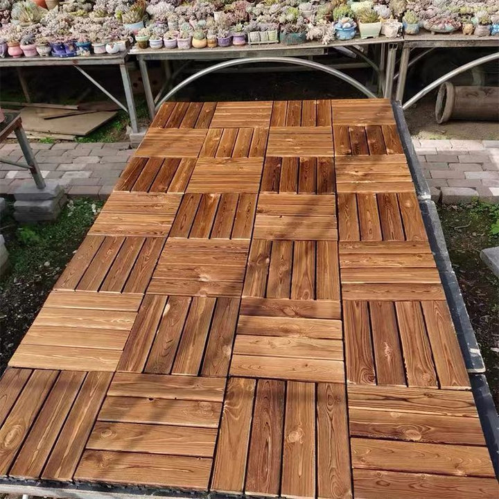 BowLift | Tradition wood tile wire-brushed square engineered wood for patio garden