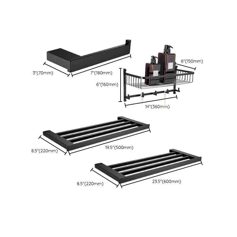 BowLift | 5-piece Modernism Bathroom Accessory Set in Matte Black Stainless Steel