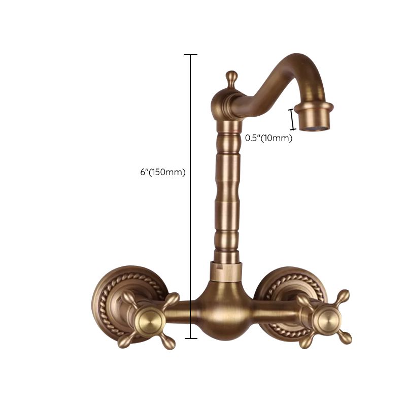 BowLift | Vintage Bathtub Faucet Two Cross Handle Faucet Solid Copper Wall Mounted Faucet