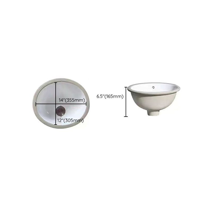 BowLift | Modern Under-Mount Sink Oval Porcelain with Pop-Up Drain Sink