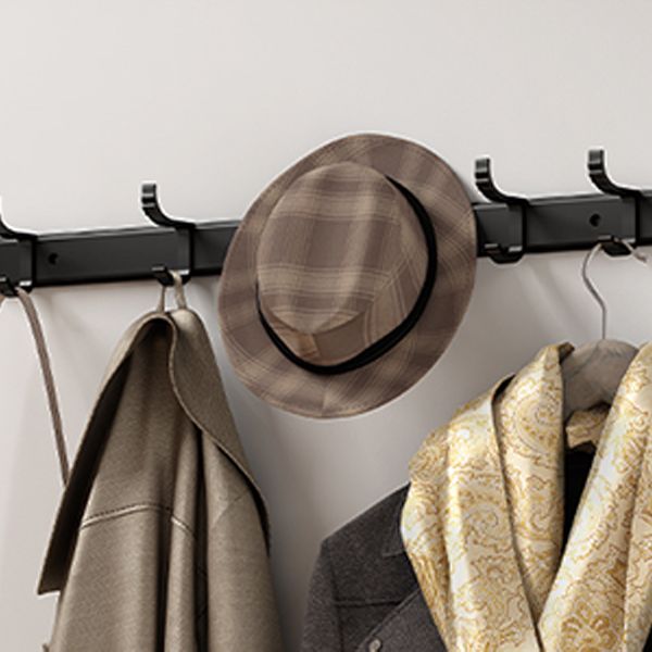 BowLift | Classic Bathroom Accessories Set in Aluminum Black Finish Bathrobe Hook/ Towel Bar