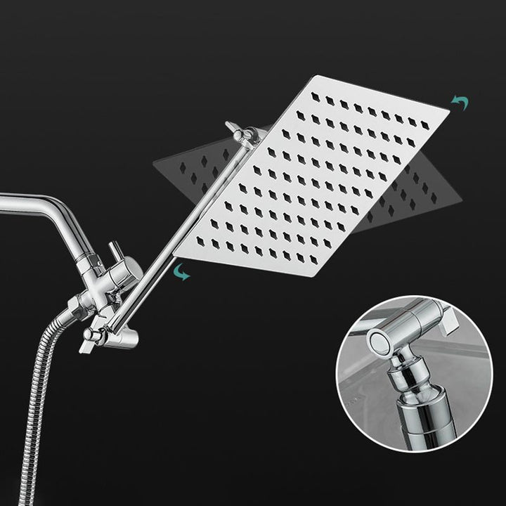 BowLift | Silver Square Fixed Shower Head Modern Style Wall Mounted Shower Head