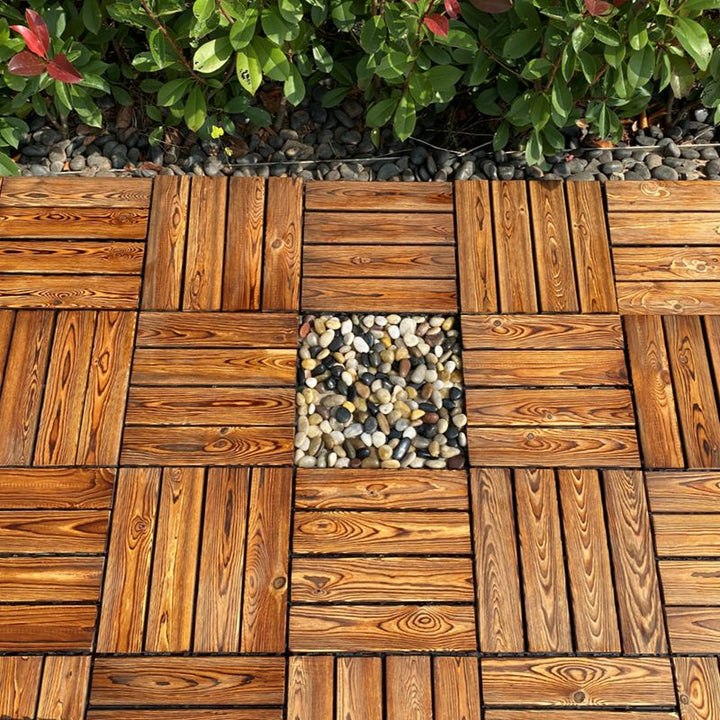 BowLift | Outdoor composite decking tiles with snap-in stripe detail kit decking tiles