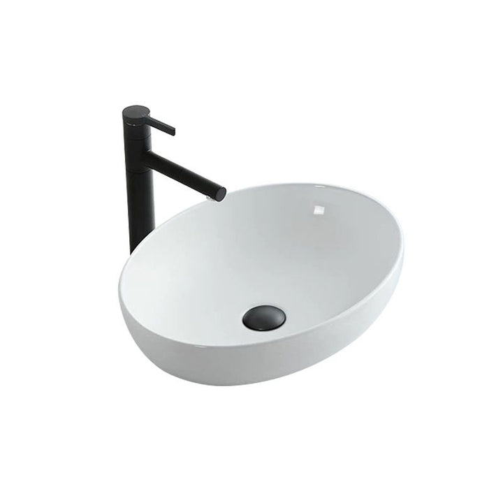 BowLift | Modern Vessel Bathroom Sink Oval Porcelain with Pop-Up Drain System Vessel