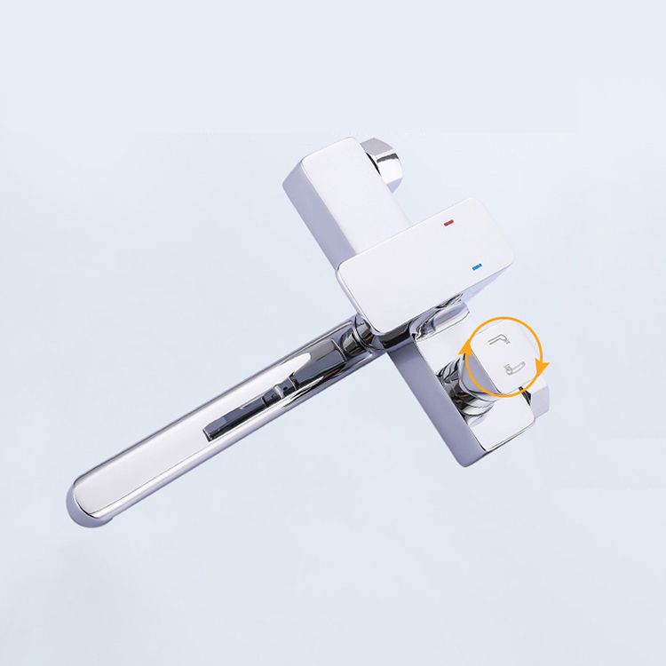 BowLift | Chrome polished bathroom faucet wall-mounted with swivel spout and hand shower