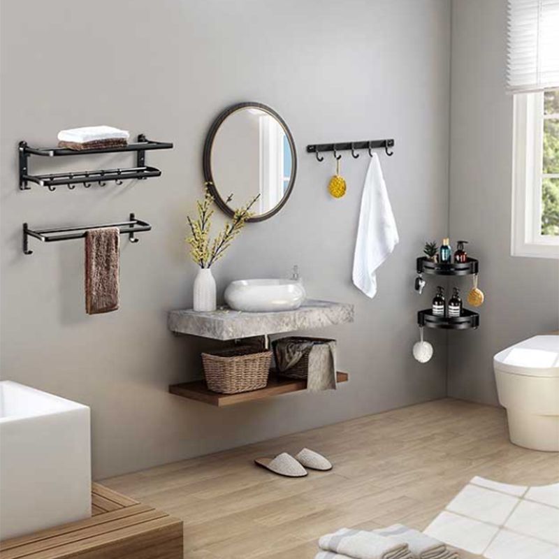 BowLift | Modern Aluminum Bathroom Hardware Set Black Bathroom Accessory Set