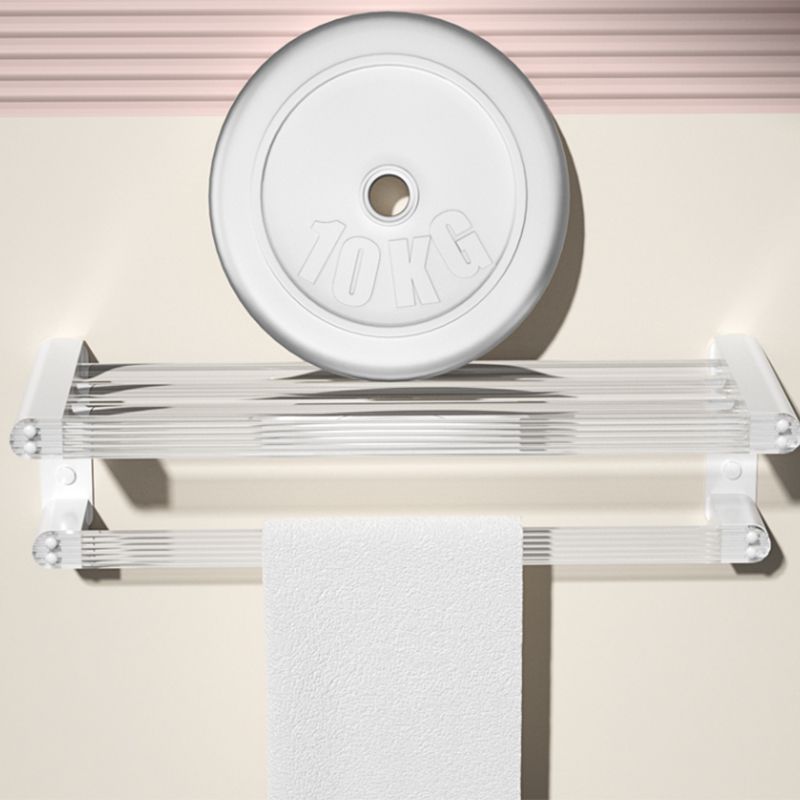 BowLift | White Bathroom Accessory Set Metal & Acrylic Bathroom Set with Bath Shelf/Towel Hook
