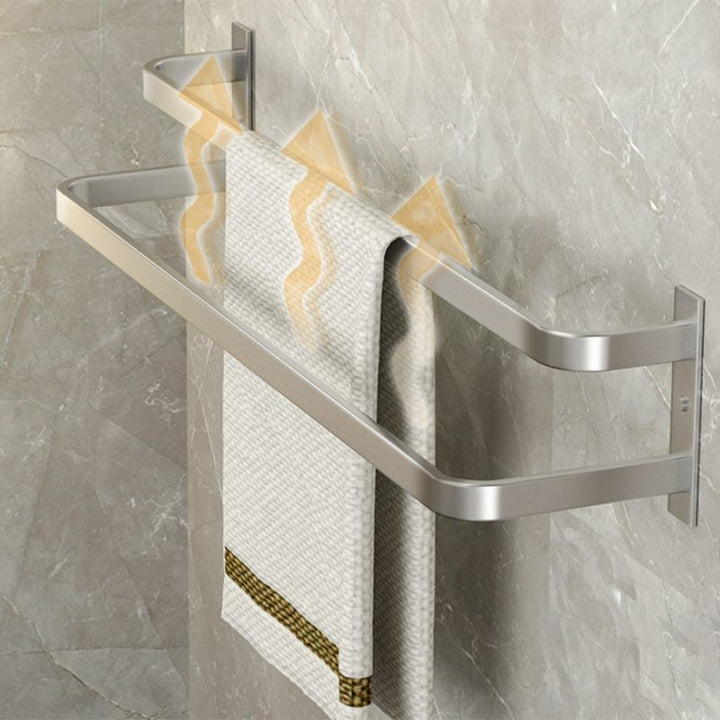 BowLift | Modern Bathroom Accessories Set Silver Bathroom Shelf Towel Holder Bathroom Accessories Kit