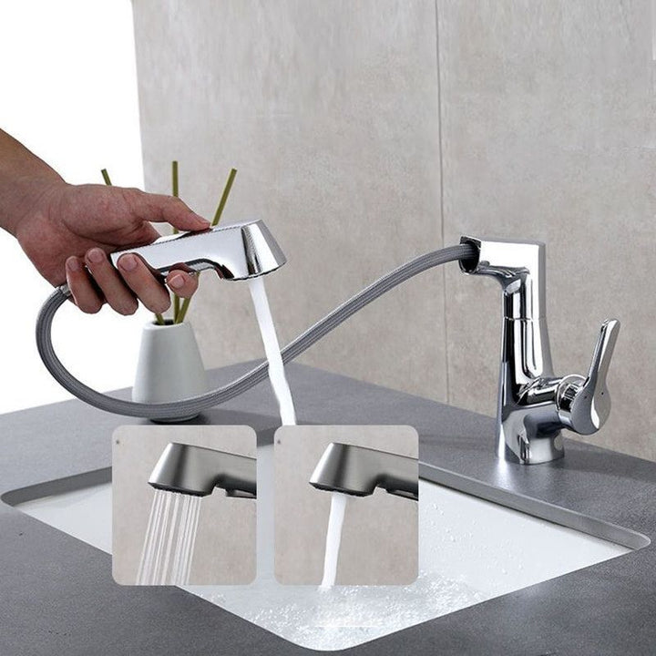 BowLift | Modern Vessel Sink Faucet Copper Single Handle Pull Down Low Arc Vessel Faucet