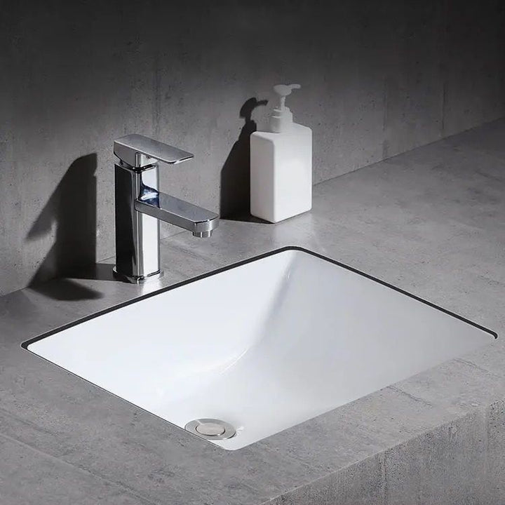 BowLift | Modern Under-Mount Sink Oval Porcelain with Pop-Up Drain Sink