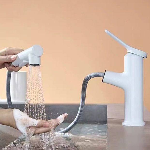 BowLift | Modern Washbasin Faucet Copper 1-Handle Low Arc Pull-Out Washbasin Faucet for Bathroom