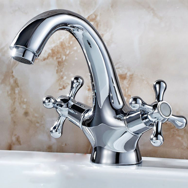 BowLift | Industrial Widespread Bathroom 2 Faucet Cross Handles Sink Faucet