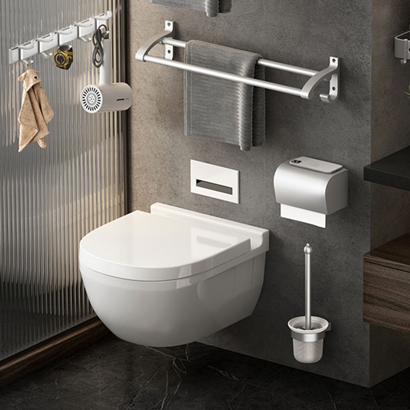 BowLift | Contemporary Silver Metal Bathroom Fittings Set with Triangle Bathroom Shelf