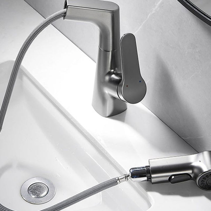 BowLift | 1-Handle Brushed Nickel Widespread Faucet Single Hole Bathroom Vessel Faucet with Brass