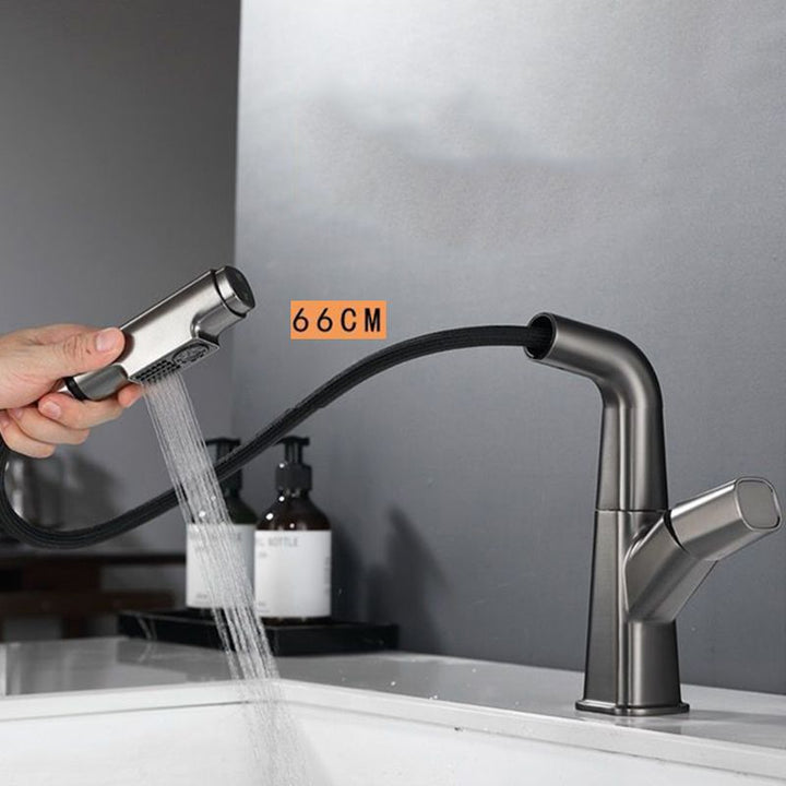 BowLift | Modern Vessel Sink Faucet Brass Lever Handles Swivel Spout Sink Faucet