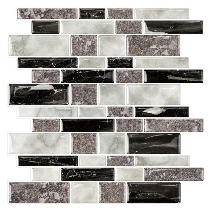 BowLift | 12"x 12" Resin Mosaic Tiles Square Self-Adhesive Tiles for Backsplash & Wall Tile